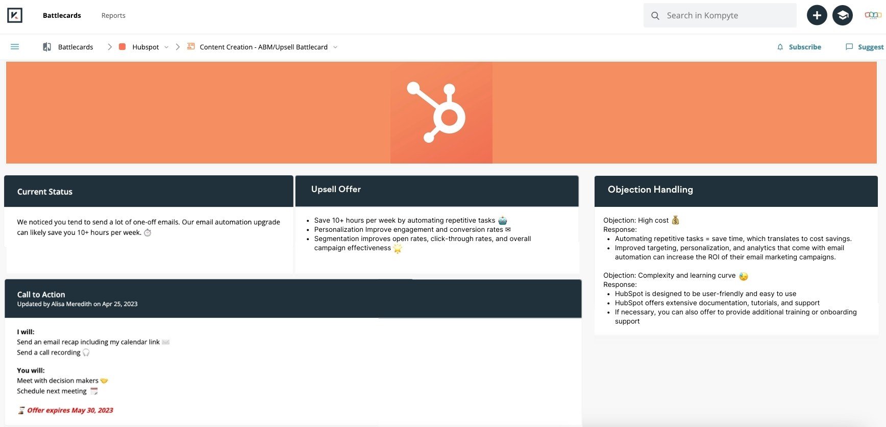 ABM Upsell Battlecard Example