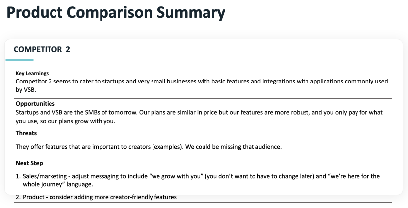 Competitor Product Feature Analysis Summary